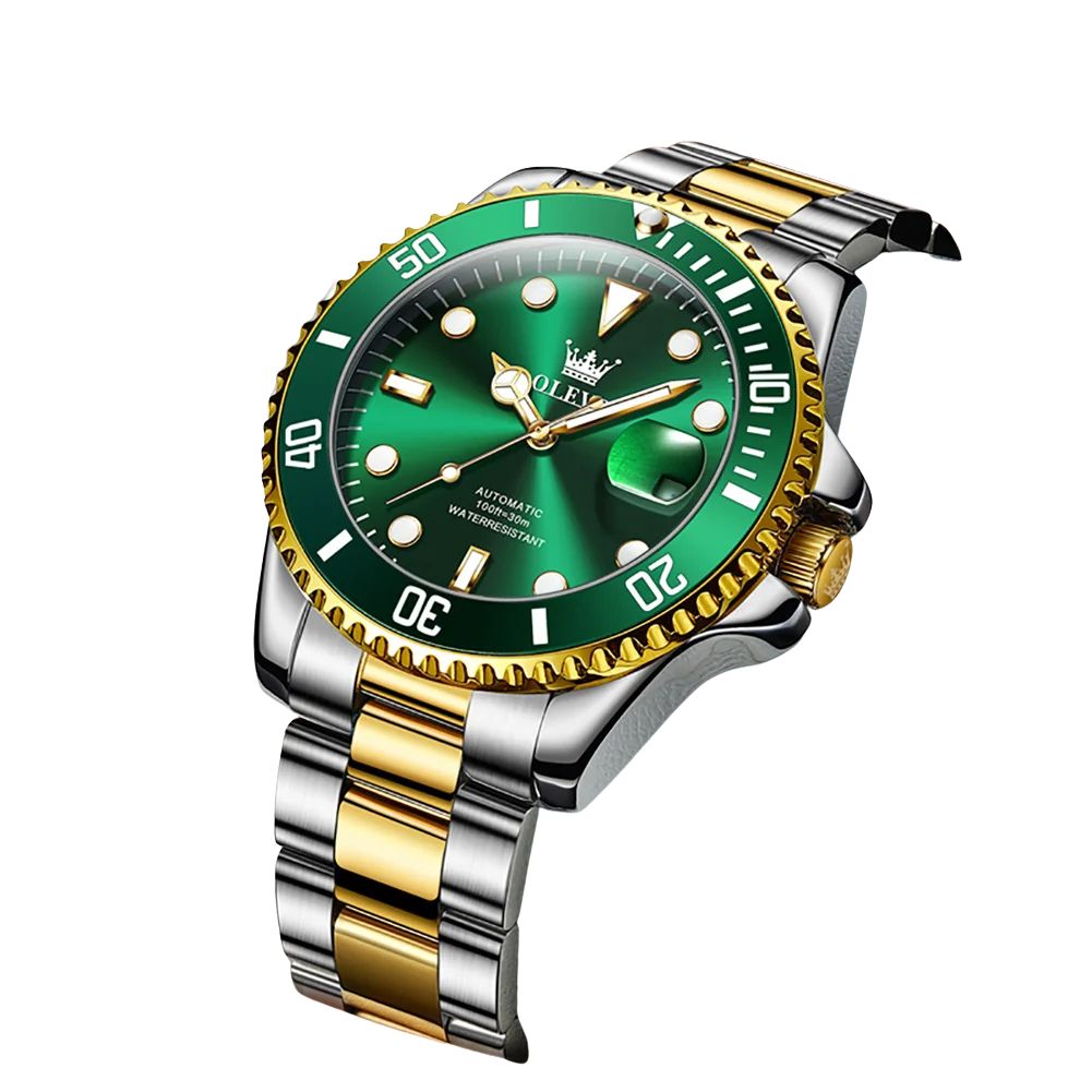 OLEVS 6650 Lyxig Automatisk Herrklocka – Mekanisk Rörelse, Vattentät Sportdesign i Rostfritt Stål