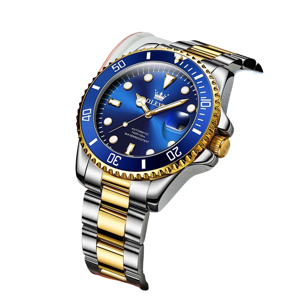 OLEVS 6650 Lyxig Automatisk Herrklocka – Mekanisk Rörelse, Vattentät Sportdesign i Rostfritt Stål