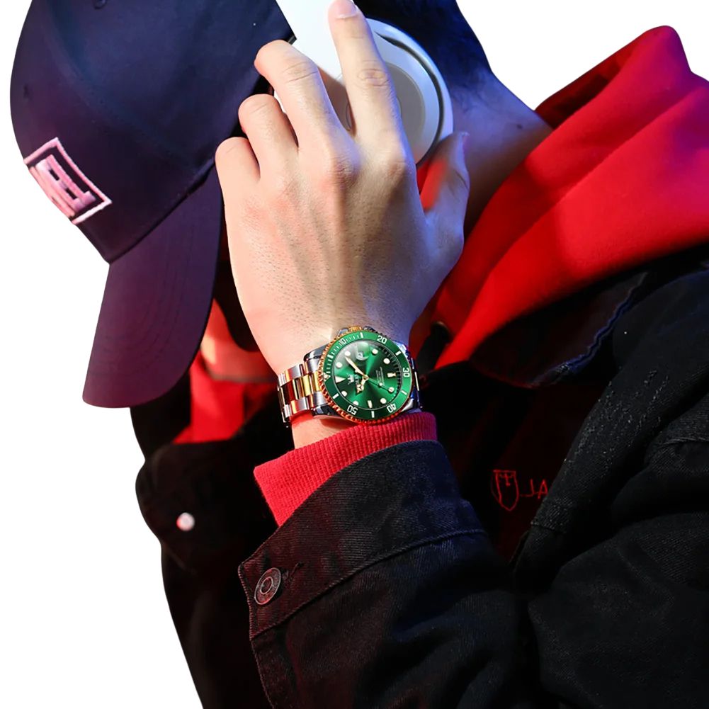 OLEVS 6650 Lyxig Automatisk Herrklocka – Mekanisk Rörelse, Vattentät Sportdesign i Rostfritt Stål