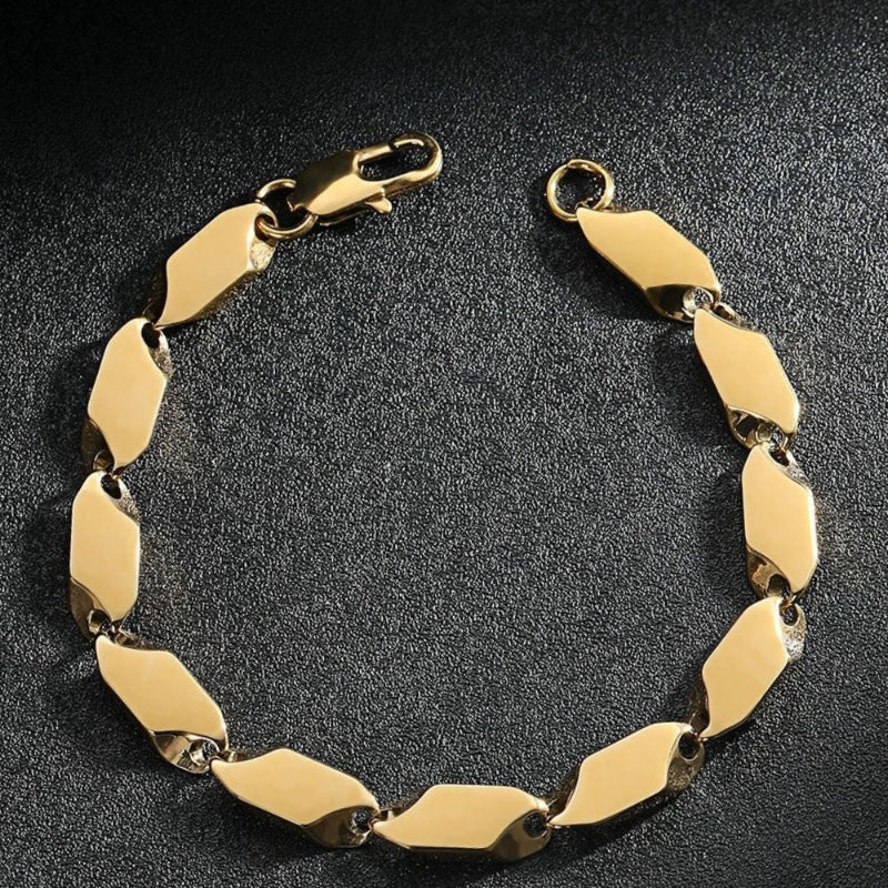 Armband Hiphop Chunky Chain – Geometrisk länk i rostfritt stål för kvinnor och män