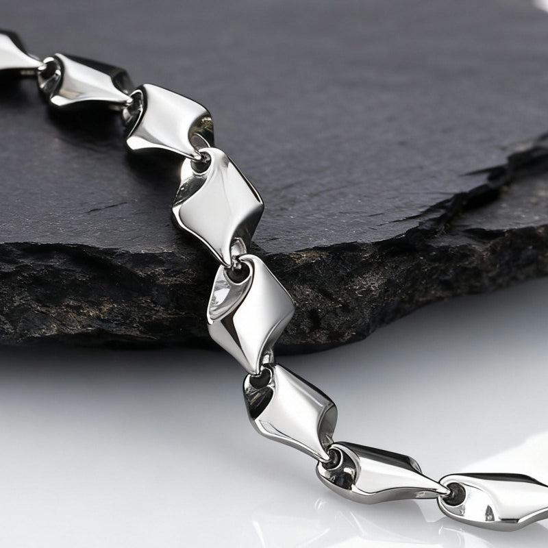 Armband Hiphop Chunky Chain – Geometrisk länk i rostfritt stål för kvinnor och män