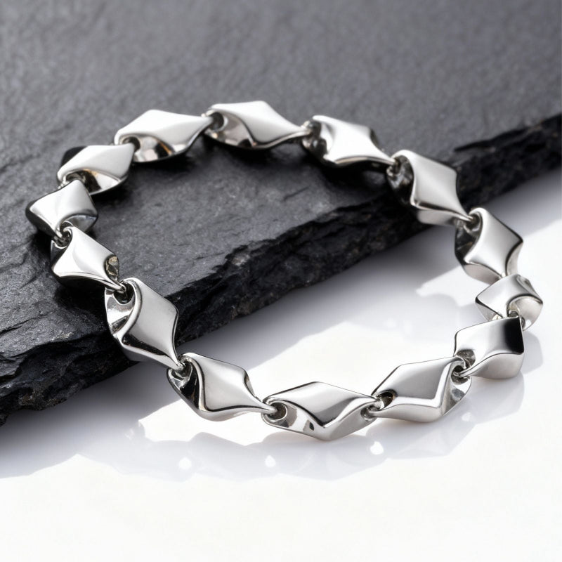 Armband Hiphop Chunky Chain – Geometrisk länk i rostfritt stål för kvinnor och män