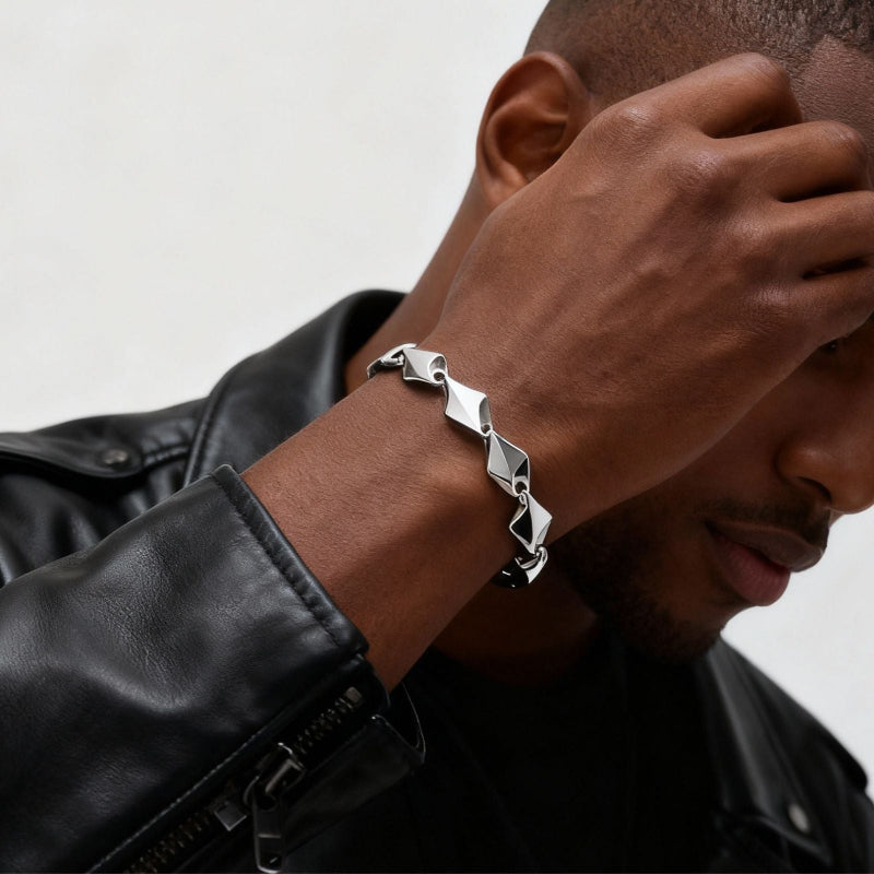 Armband Hiphop Chunky Chain – Geometrisk länk i rostfritt stål för kvinnor och män