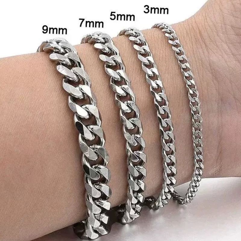 Modernt armband i rostfritt stål stilren kedja för honom & henne