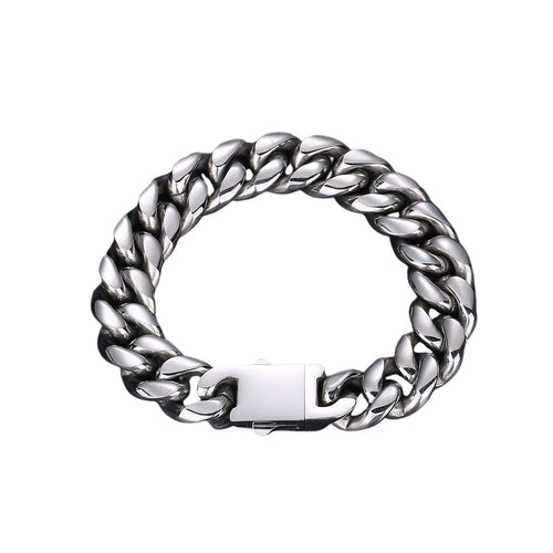 Armband 316L rostfritt stål kubansk länk 8, 10, 12 mm bred