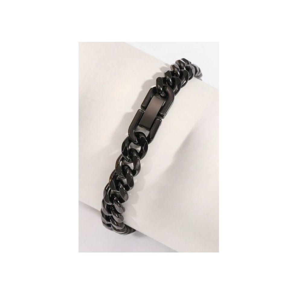 8 MM Kubansk Kedja Armband i 316L Titanstål – Gyllene & Svart, Trendigt Hip Hop-Smycke