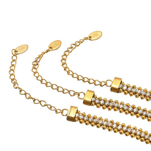 ZMZY Iced Out Tennisarmband för Kvinnor och Män – Guldfärgat Rostfritt Stål med Cubic Zirconia