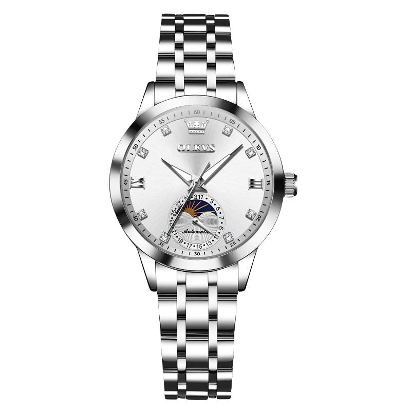 OLEVS 7041 – Lyxig Automatisk Damklocka med Månfas & Datum