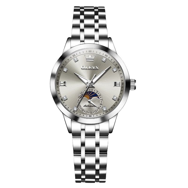 OLEVS 7041 – Lyxig Automatisk Damklocka med Månfas & Datum