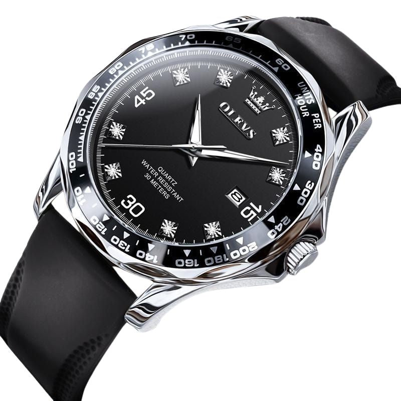 OLEVS 9988 en trendig herrkklocka, stål eller silikonarmband