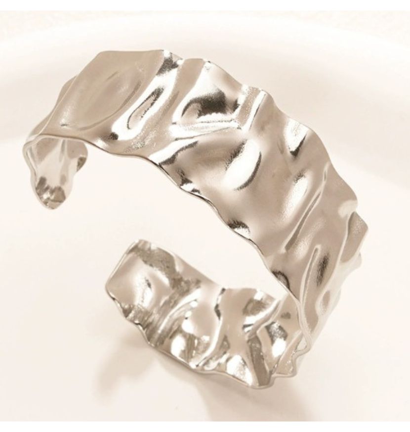 Vintage slätt oregelbundet armband för kvinnor rostfritt stål guldfärgad eller silverfärgad geometri öppen