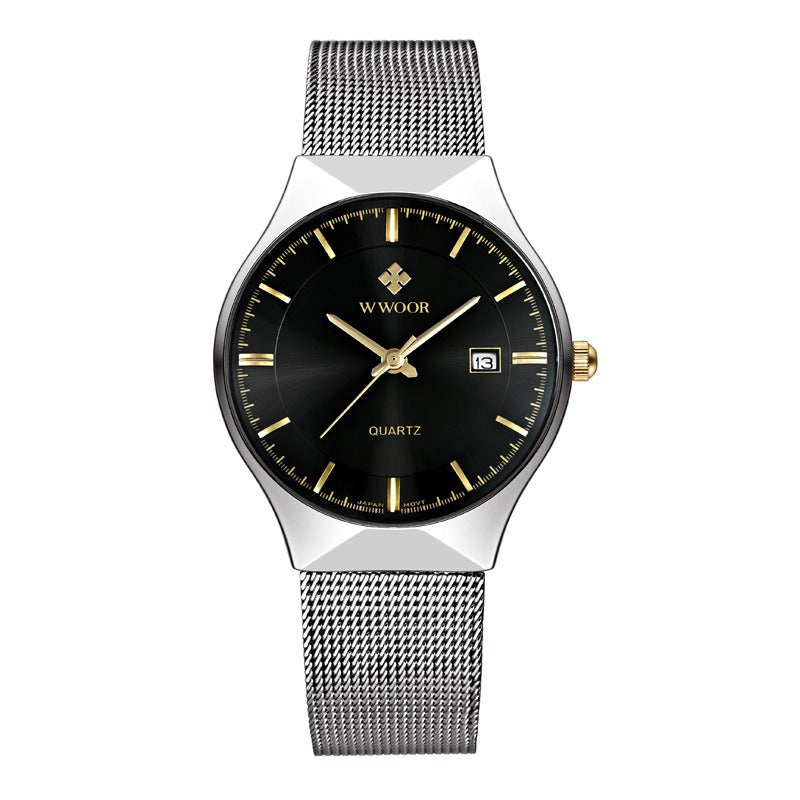 WWOOR 8016 Herrklocka, Ultra-Tunn Kvarts med Vattenskydd & Datum – Stil möter Precision