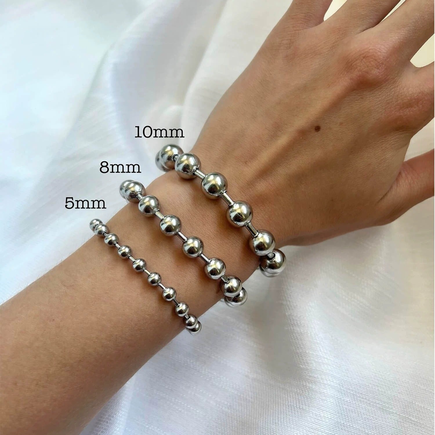 Chunky Stainless Steel Bead Bracelet – 6/8/10 mm Unisex | Grunge & Punk Style