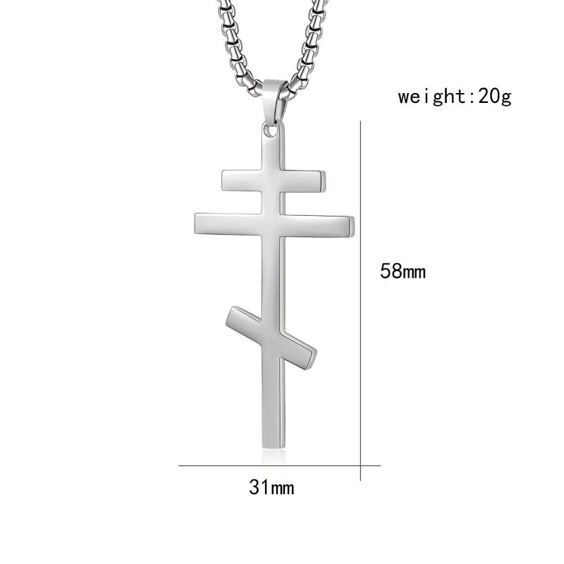 Ortodox korshalsband i rostfritt stål, unisex religiöst hängsmycke