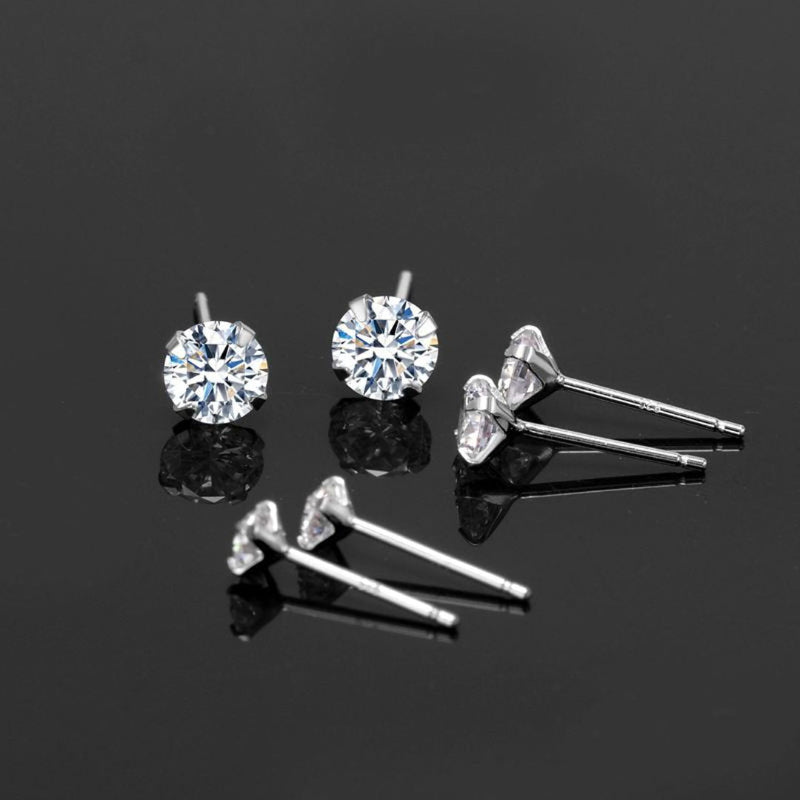 Sterling silver örhängen 925 med zirkonia – 2,5–8 mm