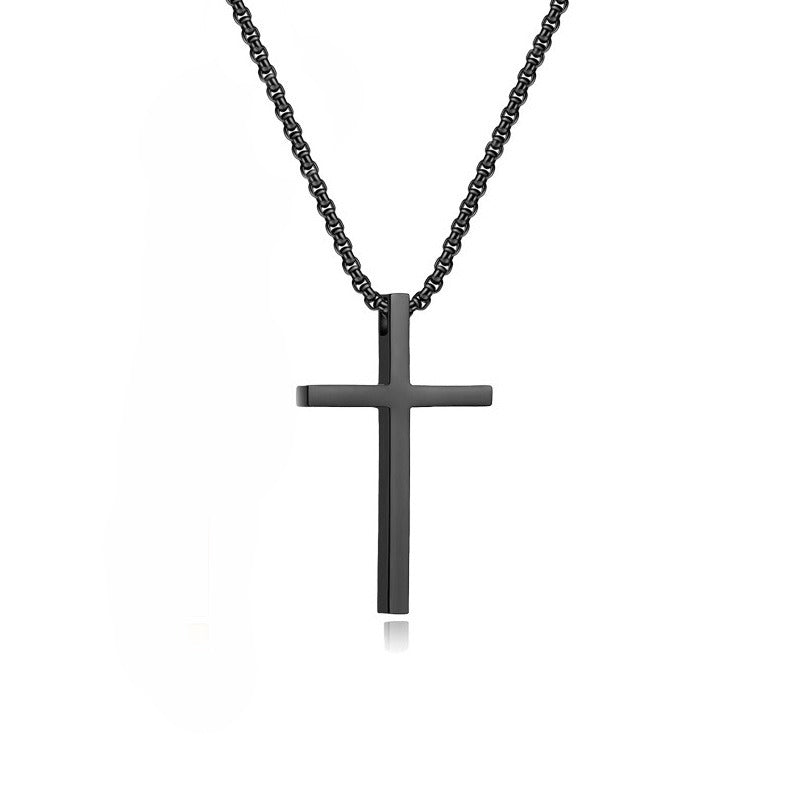 Kors Halsband i Rostfritt Stål, unisex, svart, guld, silver, Trendiga Religiösa Smycke