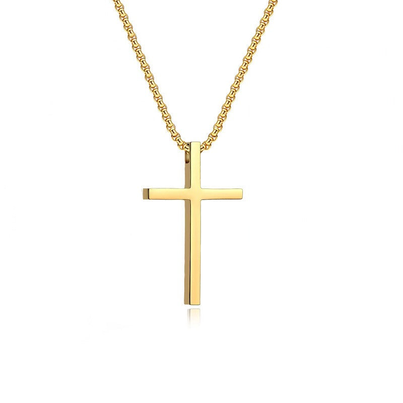 Kors Halsband i Rostfritt Stål, unisex, svart, guld, silver, Trendiga Religiösa Smycke