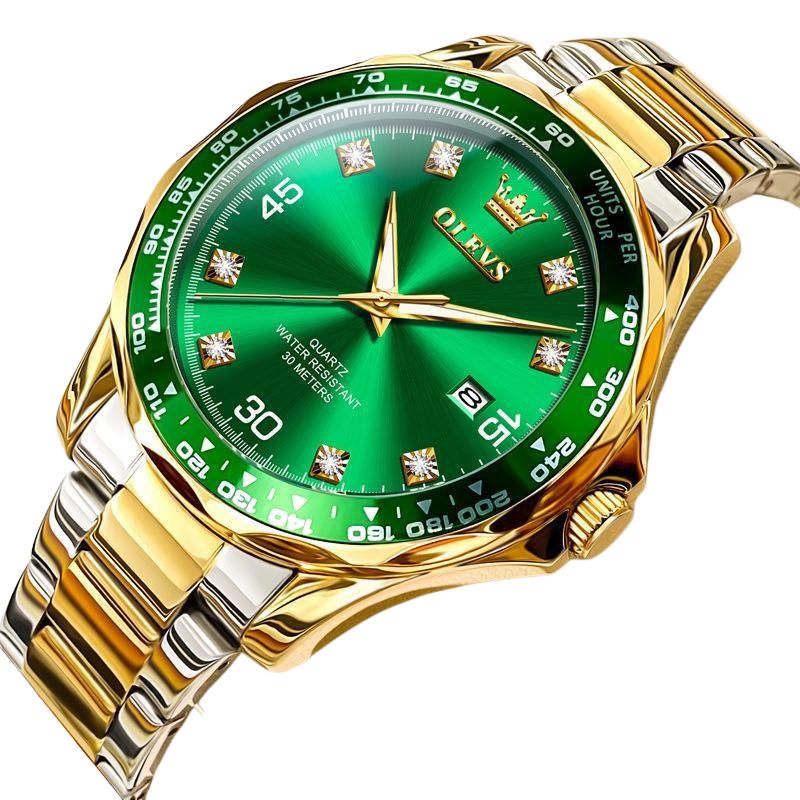 OLEVS 9988 en trendig herrkklocka, stål eller silikonarmband