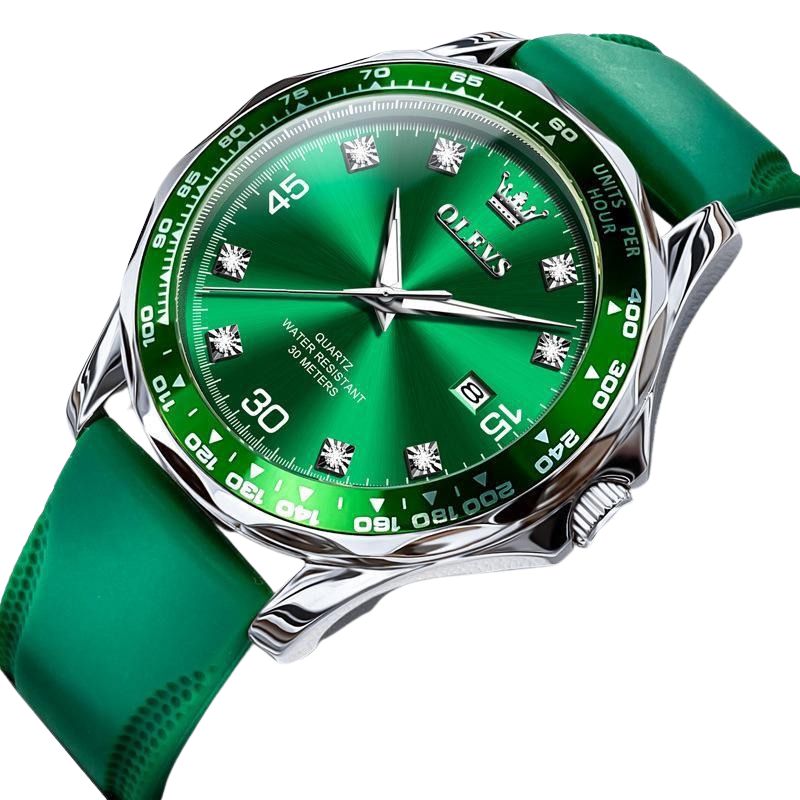 OLEVS 9988 en trendig herrkklocka, stål eller silikonarmband