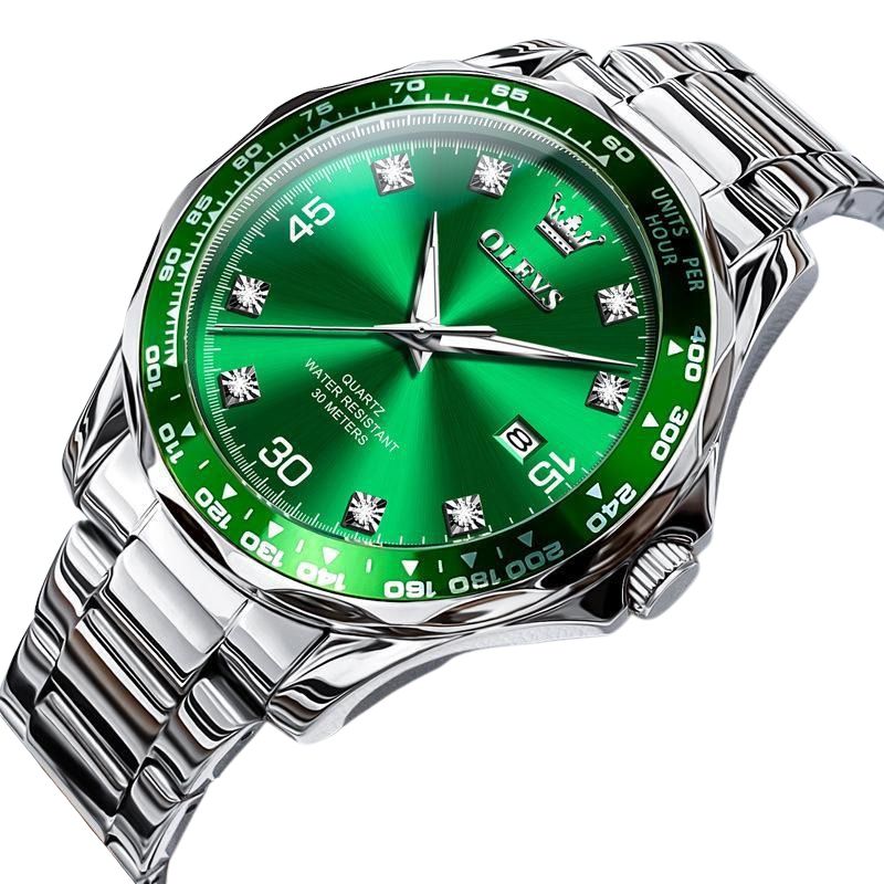 OLEVS 9988 en trendig herrkklocka, stål eller silikonarmband