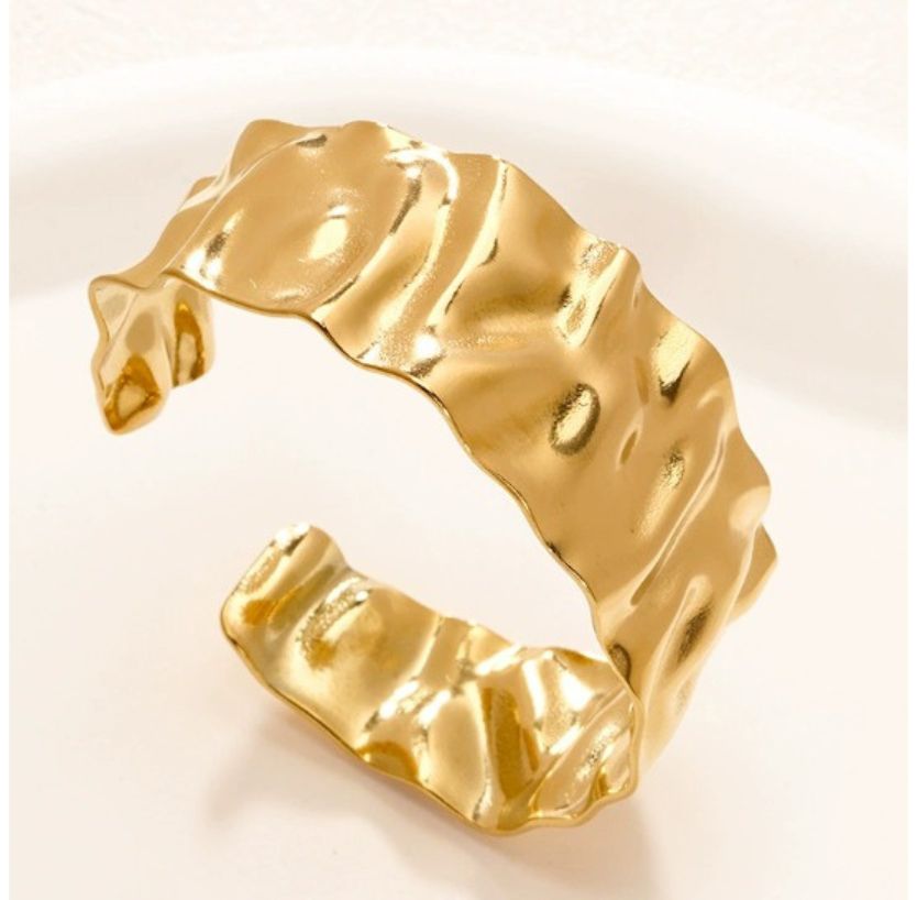 Vintage slätt oregelbundet armband för kvinnor rostfritt stål guldfärgad eller silverfärgad geometri öppen