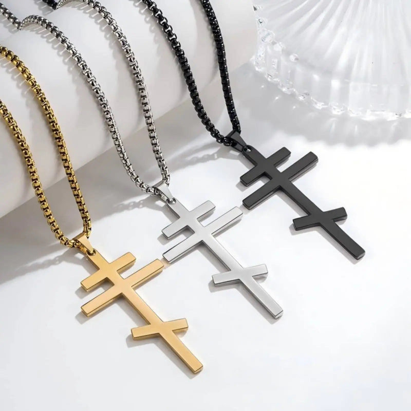 Ortodox korshalsband i rostfritt stål, unisex religiöst hängsmycke