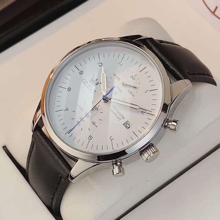 OLEVS 2880 – Lyxig Quartz Herrklocka med Kronograf och Vattentålig