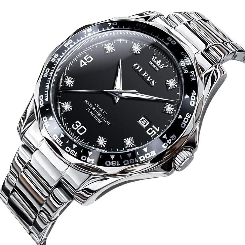 OLEVS 9988 en trendig herrkklocka, stål eller silikonarmband