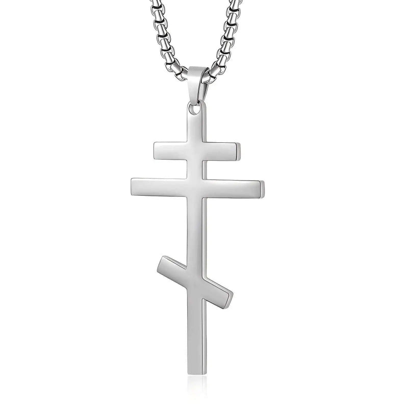 Ortodox korshalsband i rostfritt stål, unisex religiöst hängsmycke
